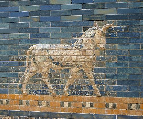 Stier-Darstellung in der "Prozessionsstra&szlig;e von Babylon" im Pergamon-Museum